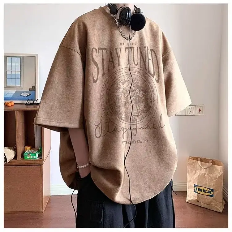 Men Black Graphic T-Shirt Summer 2024 Loose Fit — feature 4