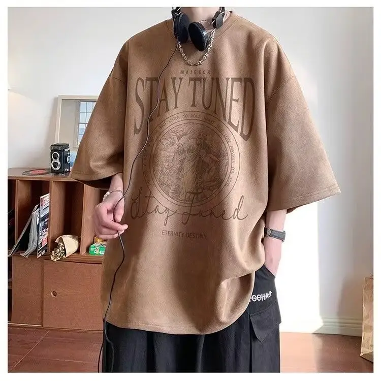 Men Black Graphic T-Shirt Summer 2024 Loose Fit — feature 5