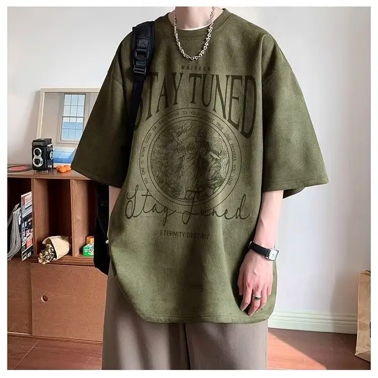 Men Black Graphic T-Shirt Summer 2024 Loose Fit — feature 7