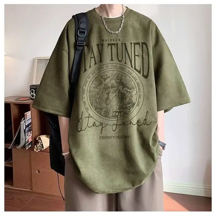 Men Black Graphic T-Shirt Summer 2024 Loose Fit — feature 8