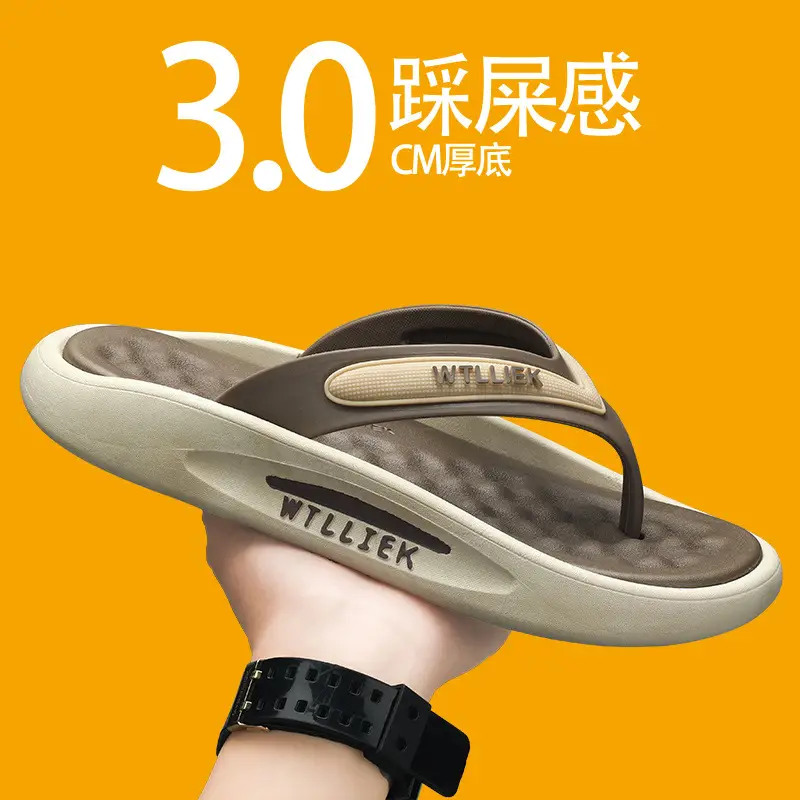 Flip Flops Shoes Men 2024 New Summer Sports Outer Wear Flip-flops Non-slip Wear-resistant Beach Soft Sole Drag Sandals