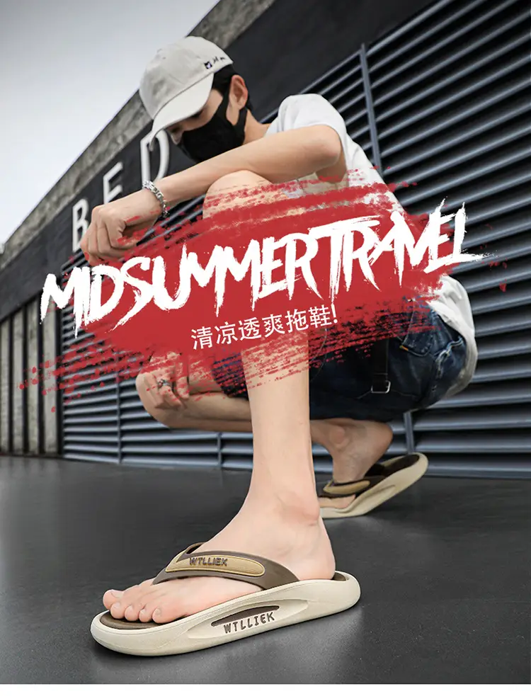 Flip Flops Shoes Men 2024 New Summer Sports Outer Wear Flip-flops Non-slip Wear-resistant Beach Soft Sole Drag Sandals — feature 1