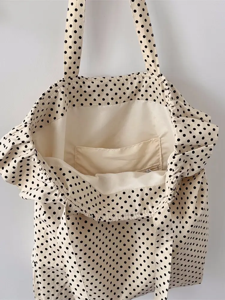 Black Polka Dot Women's Shoulder Bag Large Capacity - Image 6