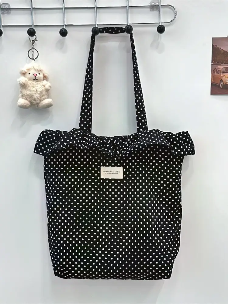 Black Polka Dot Women's Shoulder Bag Large Capacity - Image 7