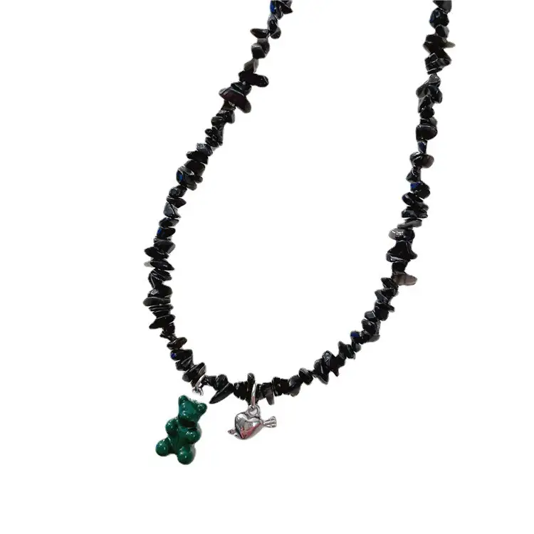 Black Cat Pink Star Beaded Necklace for Women - Image 5