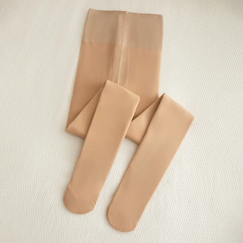 New Autumn Winter Women's Nude Fleece Leggings Stockings Set - Image 3