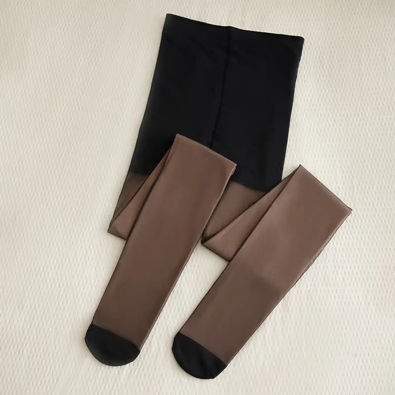 New Autumn Winter Women's Nude Fleece Leggings Stockings Set - Image 4