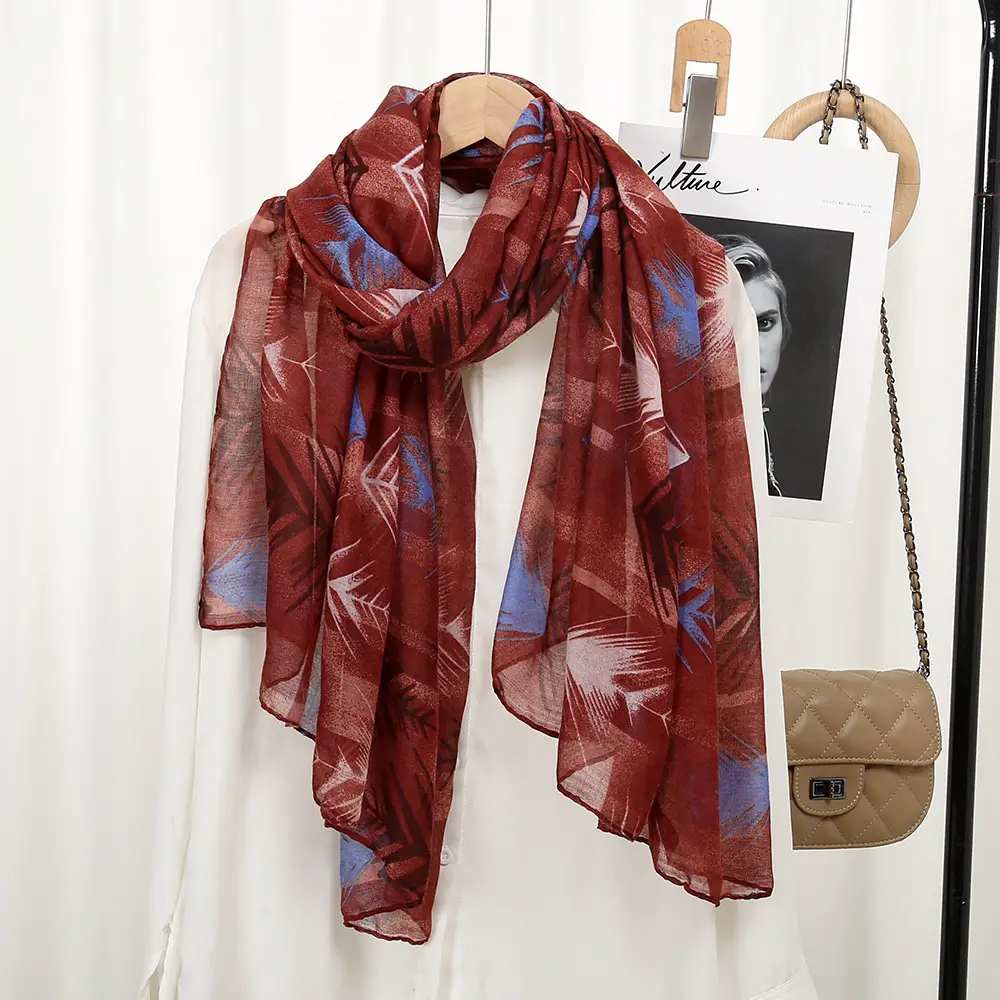 Women Printed Scarf Red Blue 2024 Winter Sunscreen Shawl — feature 8