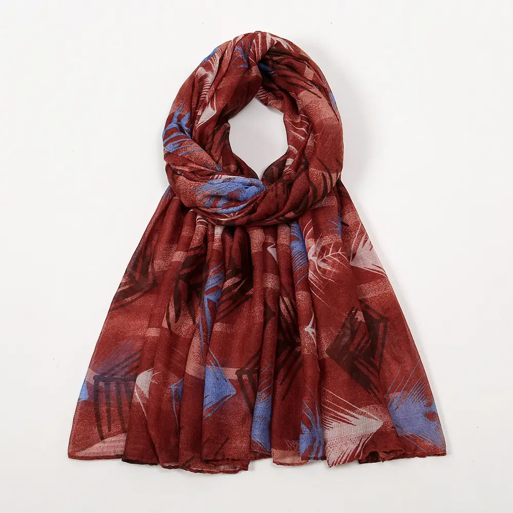 Women Printed Scarf Red Blue 2024 Winter Sunscreen Shawl - Image 3