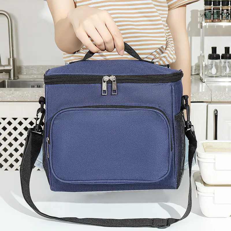 Cross-border Oxford Cloth Lunch Bag Blue Black Thick Insulation - Image 8