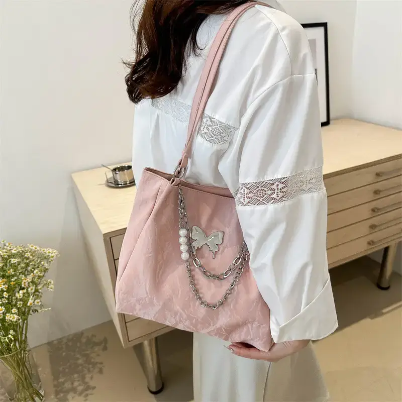 Black Velvet Butterfly Shoulder Bag for Women
