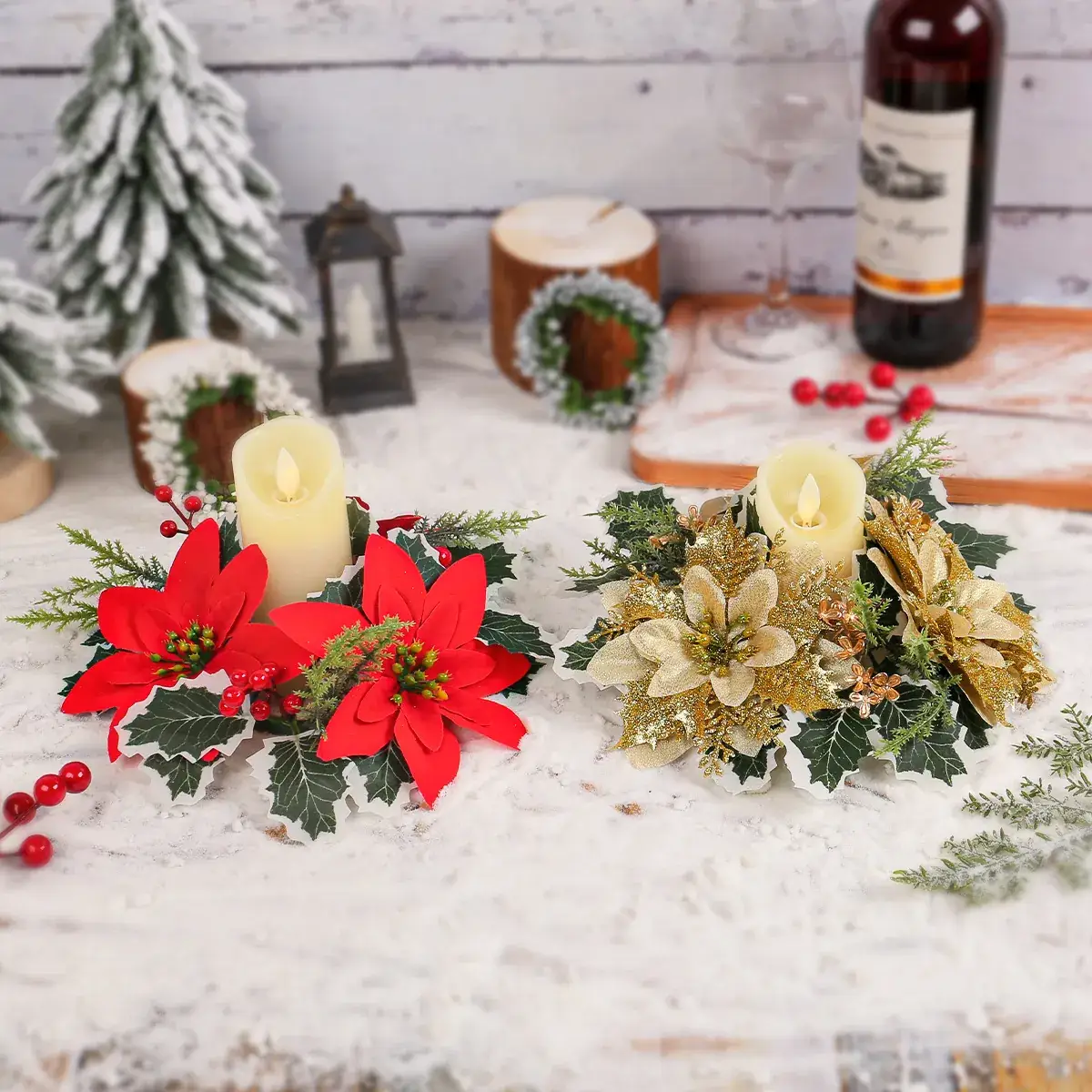 Cross-Country Christmas Flower Wreaths for Home Decor - Image 4