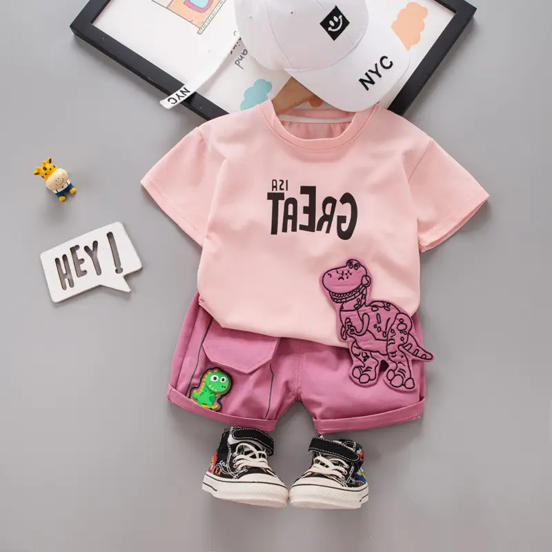 Children Cotton Printed Shorts Set Summer Casual