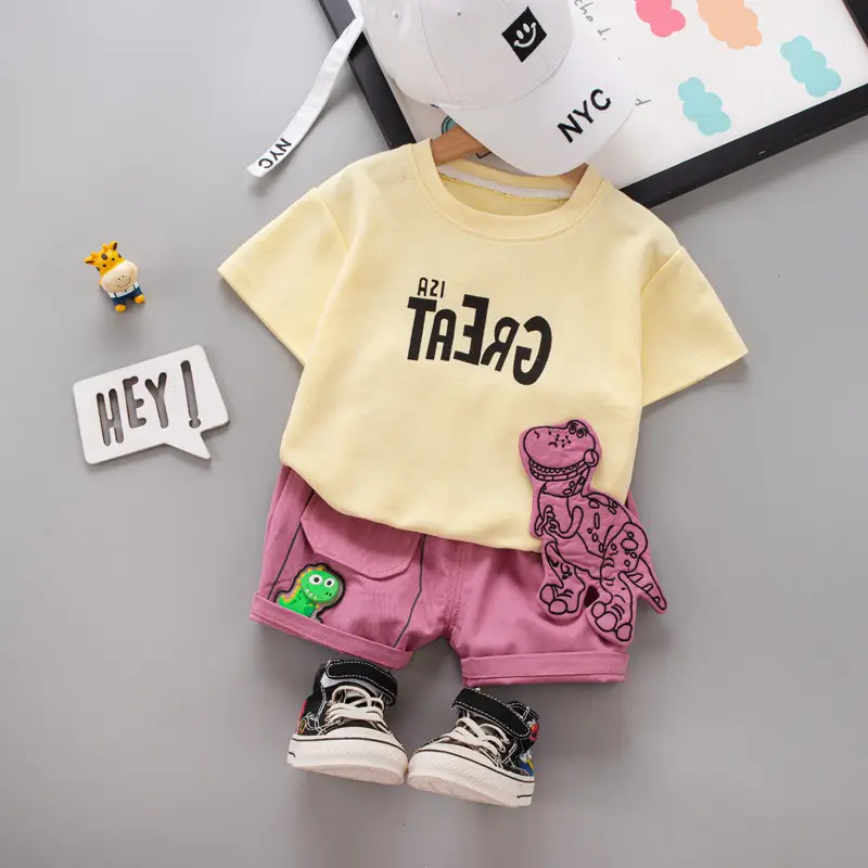 Children Cotton Printed Shorts Set Summer Casual