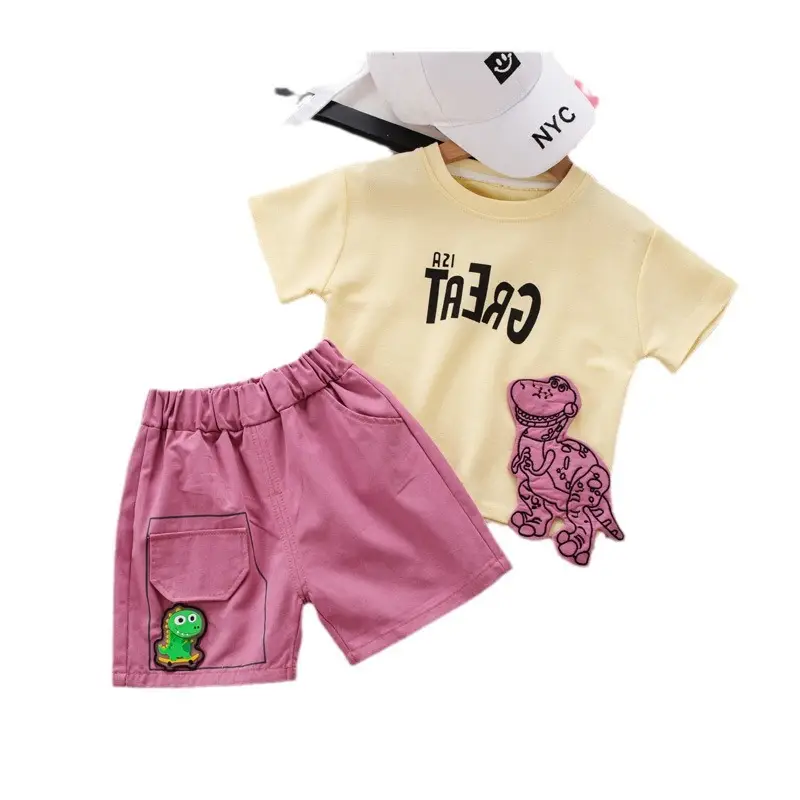 Children Cotton Printed Shorts Set Summer Casual