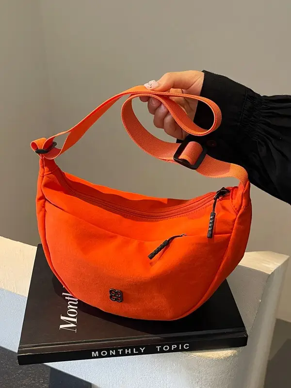 Orange Women's Shoulder Bag with Wide Strap 2024 New Arrival - Image 6