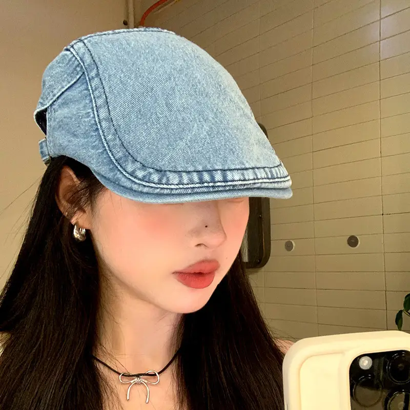 Women Japanese Retro Beret Hat White - Image 9