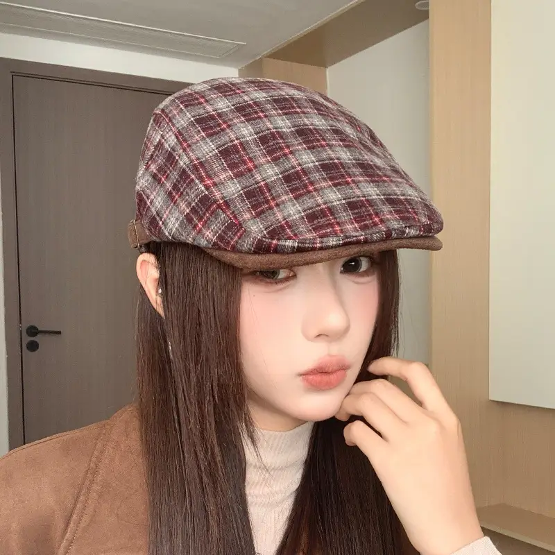 Women Japanese Retro Beret Hat White - Image 28