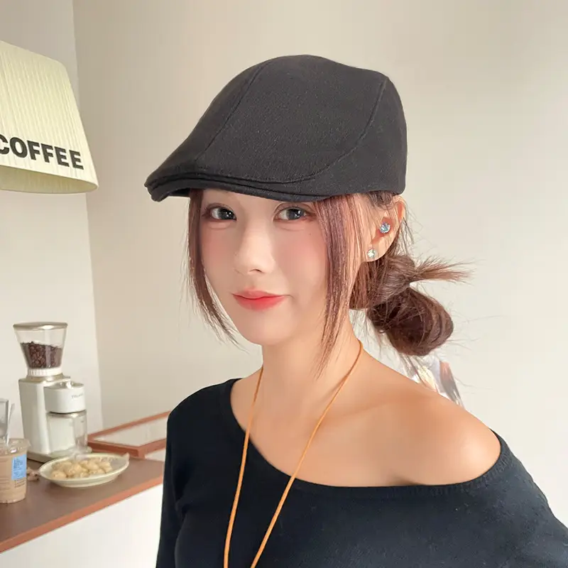 Women Japanese Retro Beret Hat White - Image 29