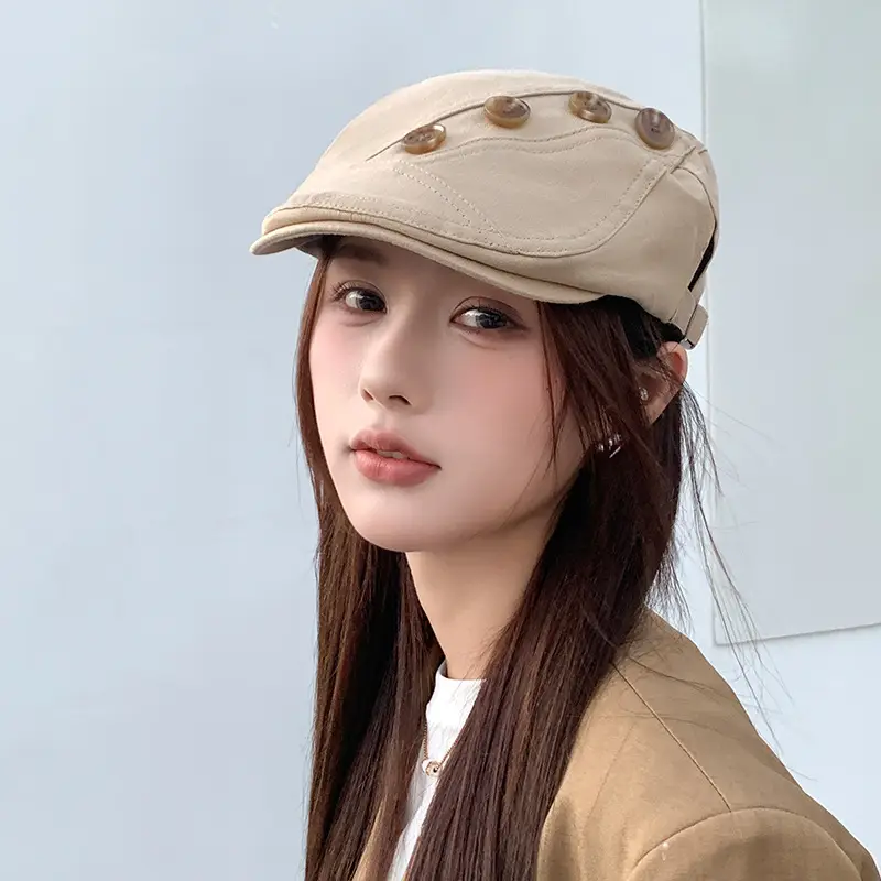 Women Japanese Retro Beret Hat White - Image 32
