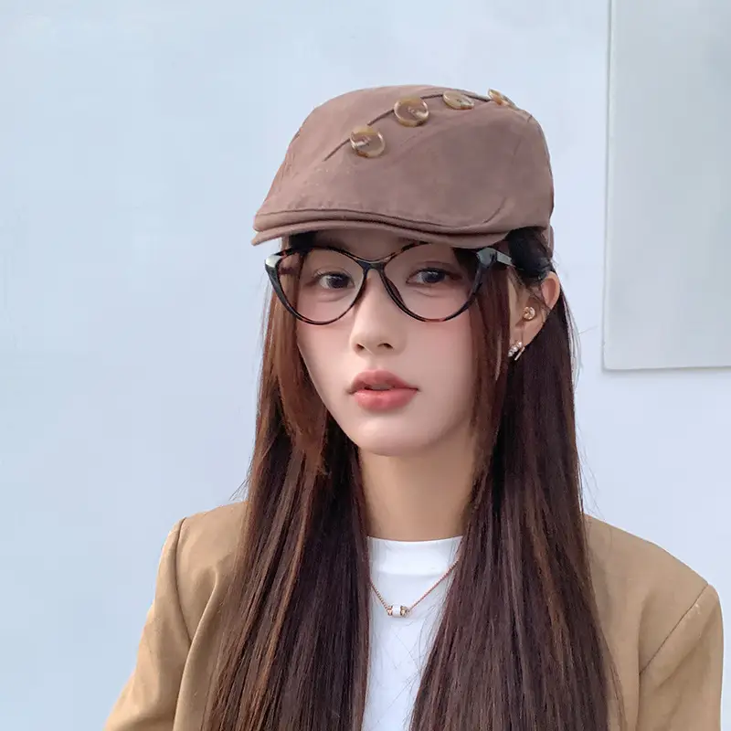 Women Japanese Retro Beret Hat White - Image 34