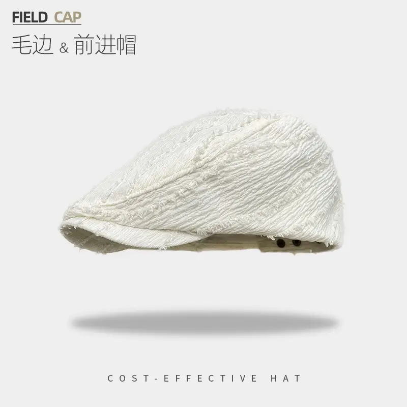 Women Japanese Retro Beret Hat White - Image 4