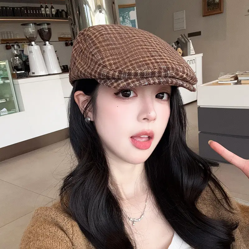 Women Japanese Retro Beret Hat White - Image 36