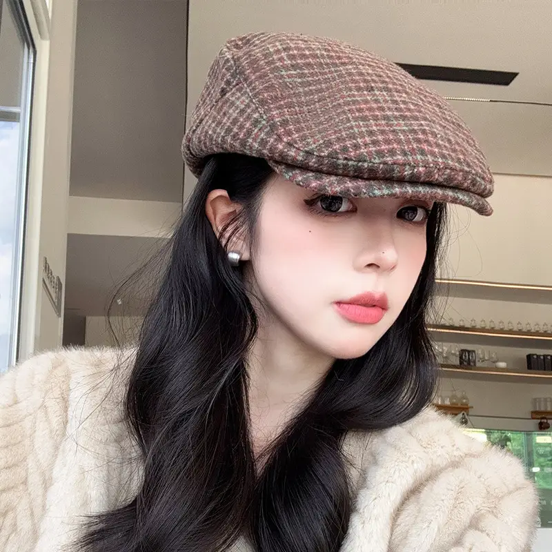 Women Japanese Retro Beret Hat White - Image 37