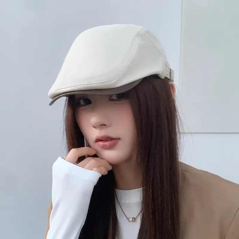 Women Japanese Retro Beret Hat White - Image 41