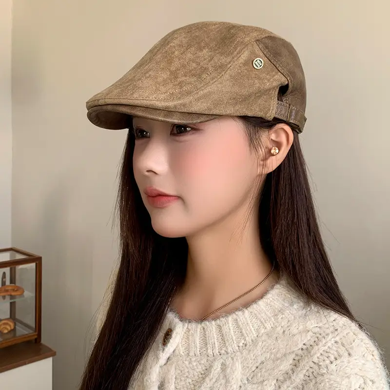 Women Japanese Retro Beret Hat White - Image 51