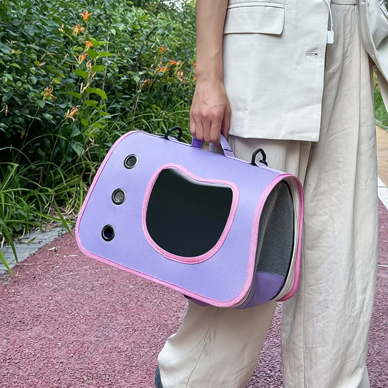 Portable Pet Bag Purple Foldable Shoulder Bag Four Seasons - Image 9