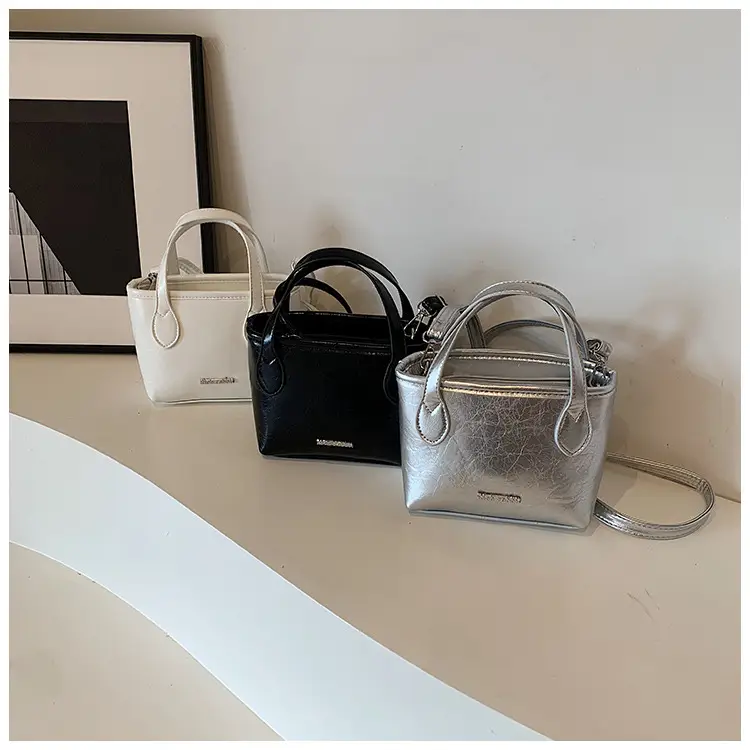 Black Oil Leather Shoulder Crossbody Bag for Women - Image 5