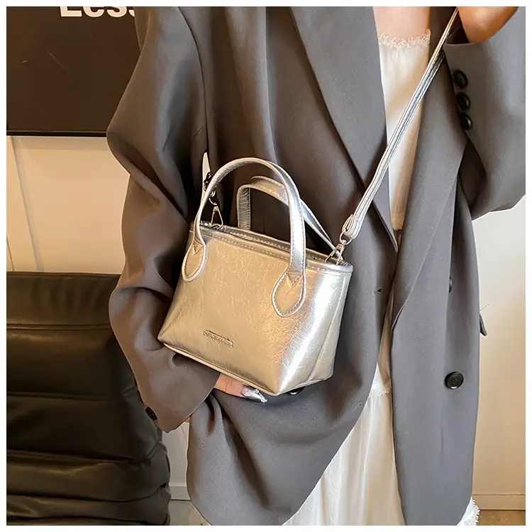 Black Oil Leather Shoulder Crossbody Bag for Women - Image 6