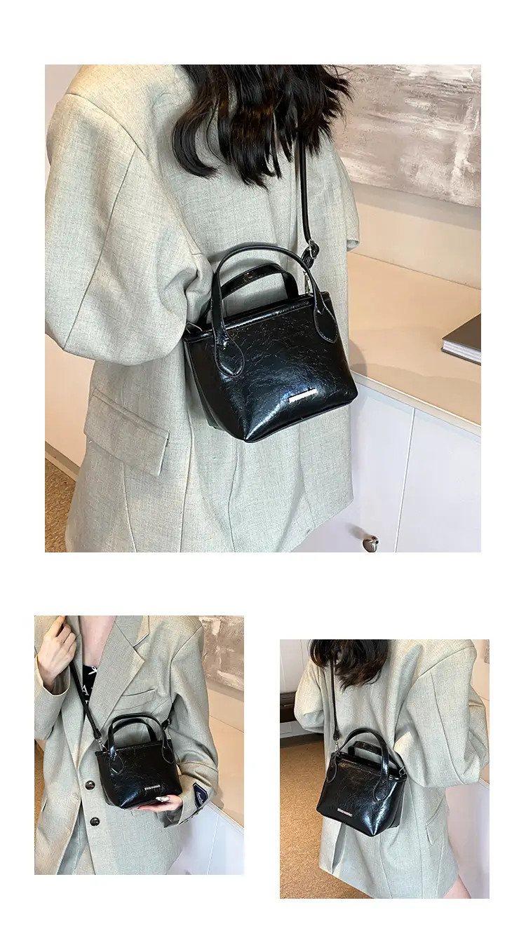Black Oil Leather Shoulder Crossbody Bag for Women — feature 23