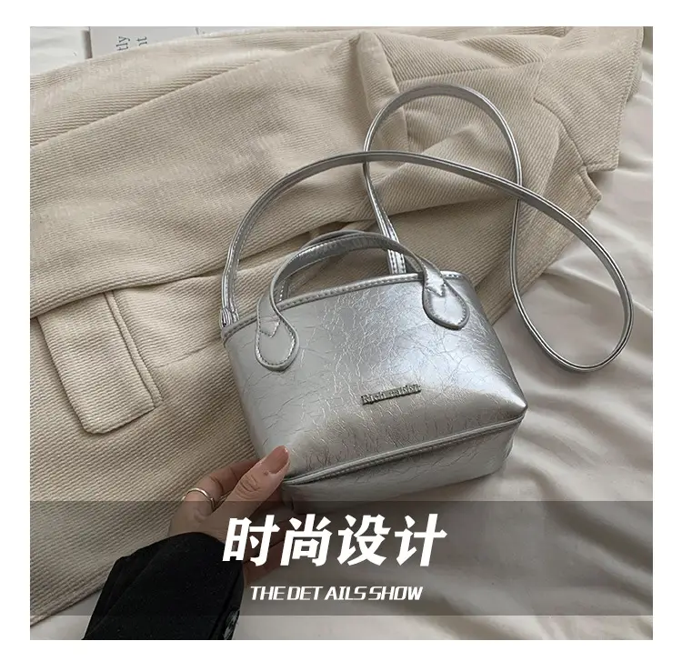 Black Oil Leather Shoulder Crossbody Bag for Women — feature 5