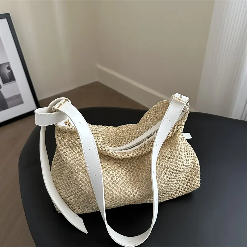 Women Straw Handbag Vintage Woven All Match Large Capacity - Image 5