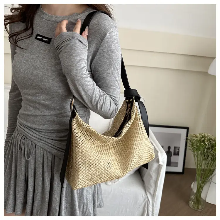 Women Straw Handbag Vintage Woven All Match Large Capacity — feature 13