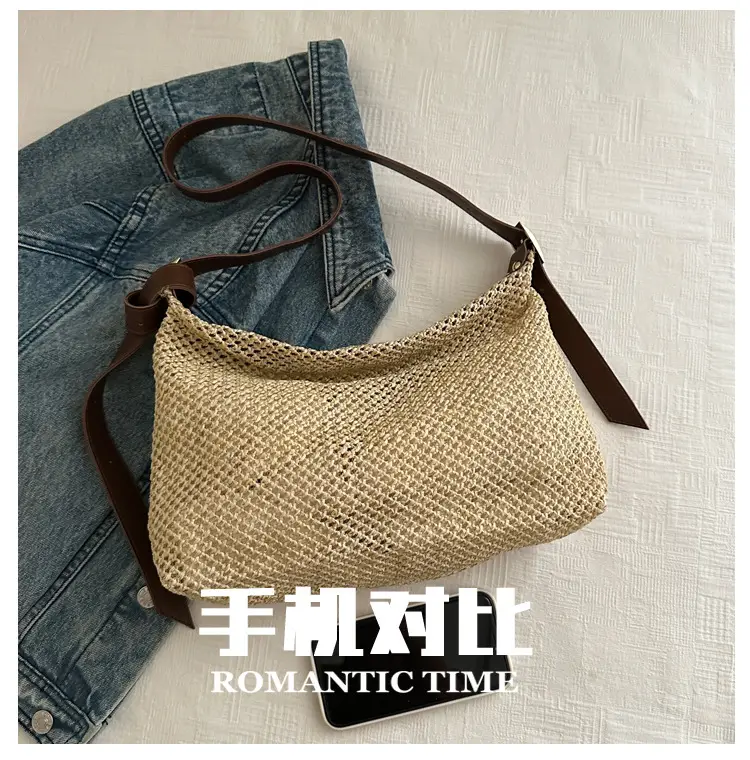 Women Straw Handbag Vintage Woven All Match Large Capacity — feature 5