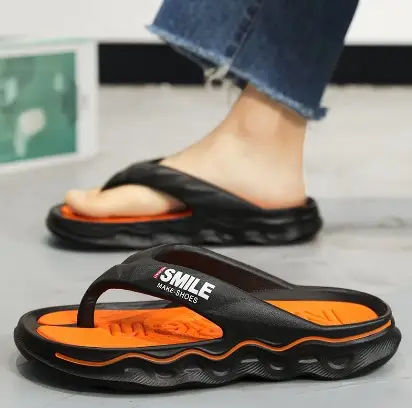 Men's White Thick Sole Slip-On Sandals Summer - Image 2