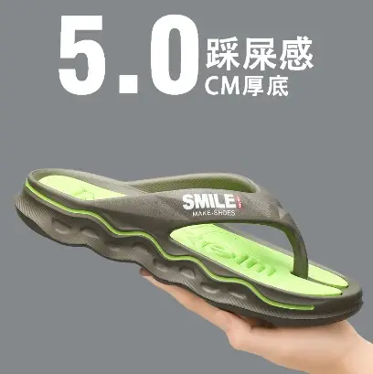 Men's White Thick Sole Slip-On Sandals Summer - Image 3