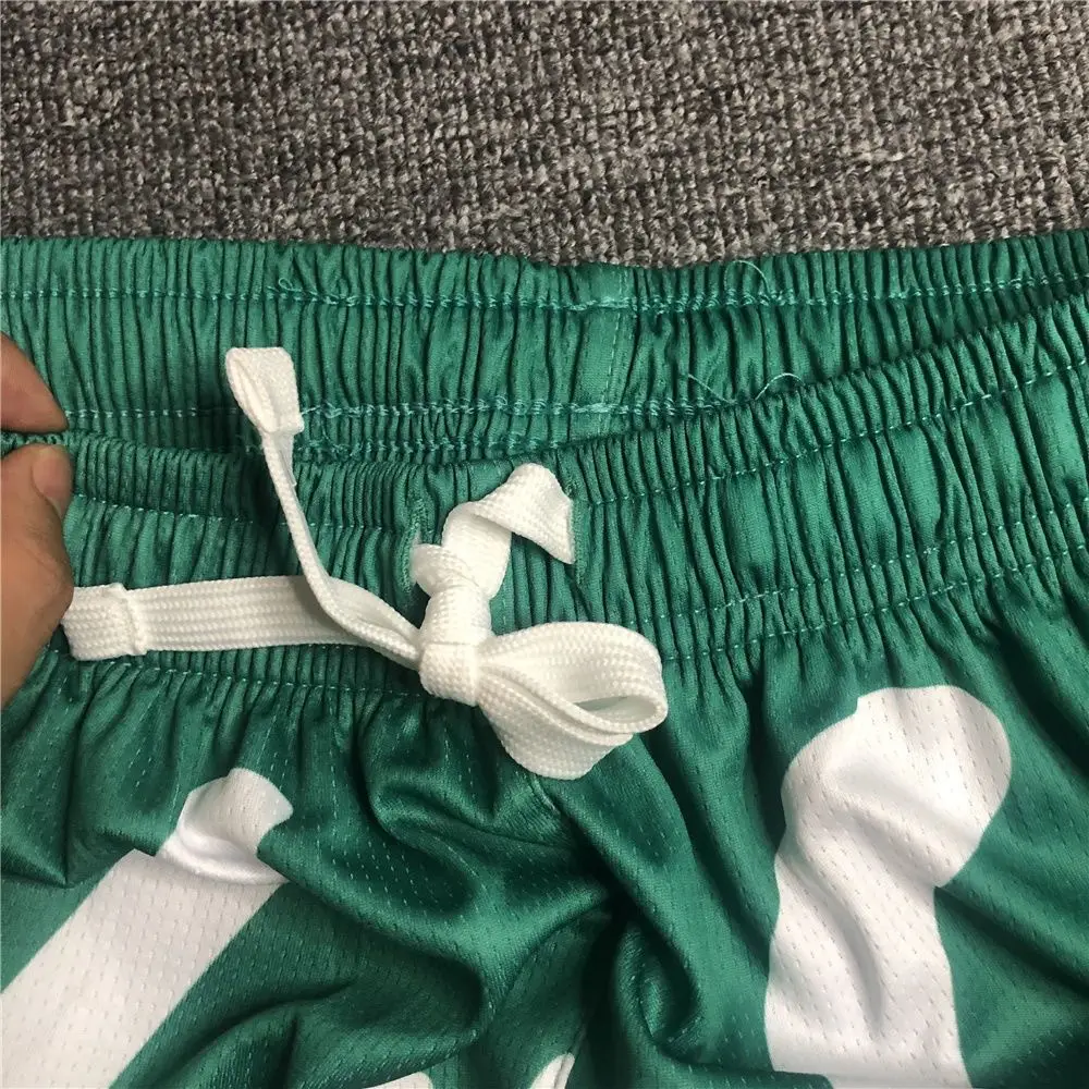 Men Green White Striped Basketball Shorts Plus Size — feature 10