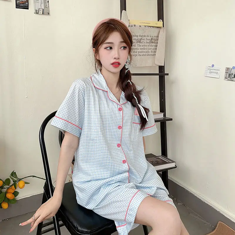Women's Summer Pajama Set Cream Cartoon Short Sleeve Shorts - Image 31