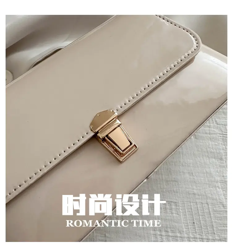 Women's Beige Shoulder Bag with Gold Clasp — feature 7