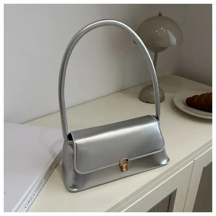 Women's Beige Shoulder Bag with Gold Clasp - Image 3