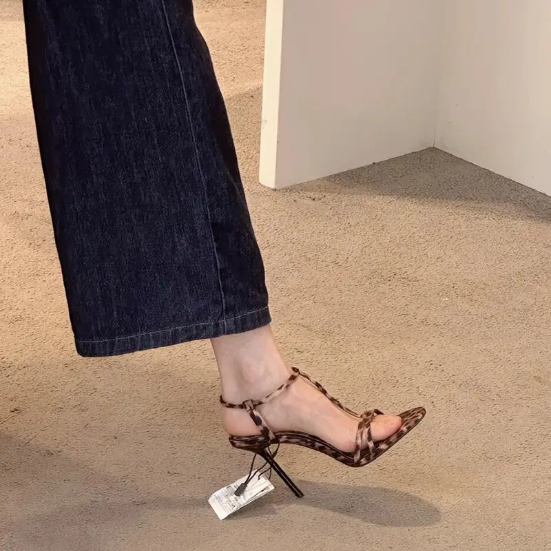 Spice Girls Recommended ~~ Sexy Leopard High Heels Women's Stiletto Heel Open Toe Banquet Sandals Summer - Image 3