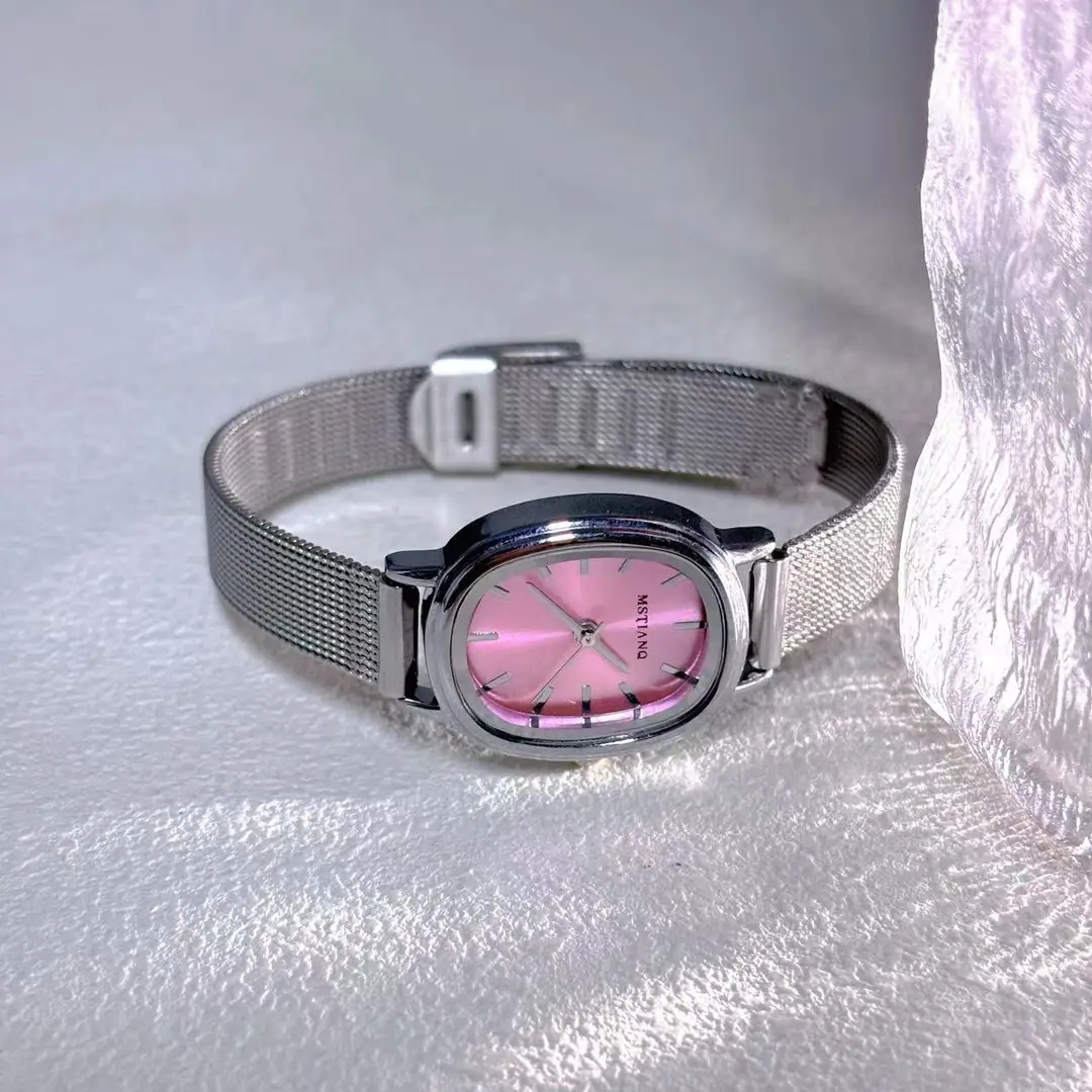 Retro Exquisite Watch for Female Students, Compact, Simple, Accessible Luxury Ins Niche Pointer Type Oval Women's Watch