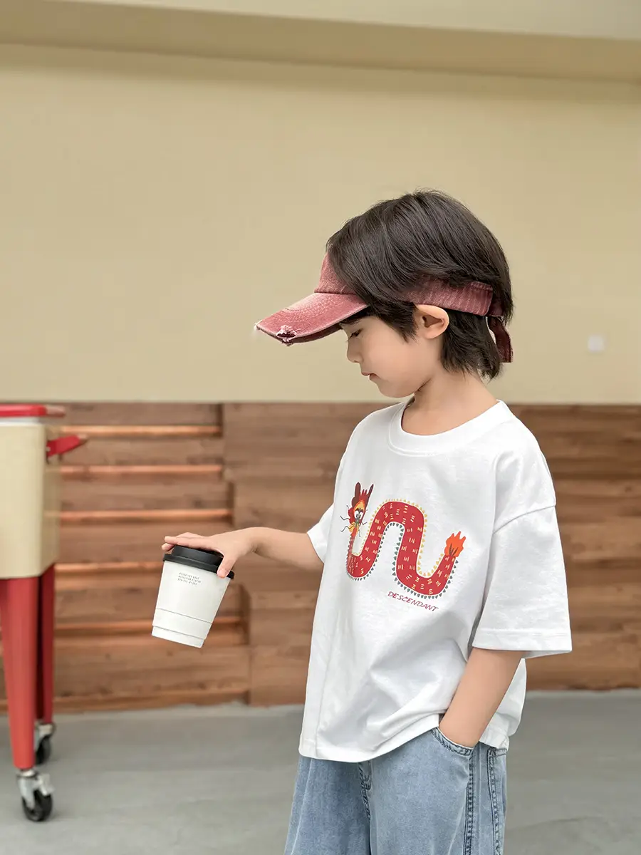 Haima Boys T-Shirt White Short Sleeve Summer 2026