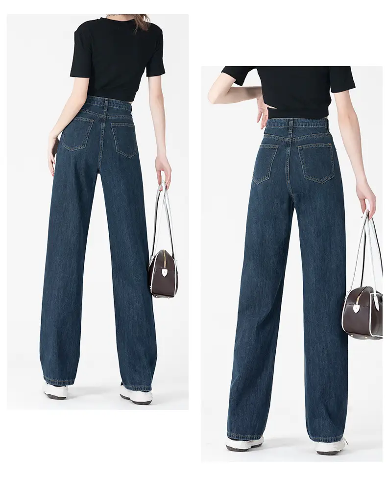 Dark Blue Slim Fit Wide Leg Jeans for Women Summer 2026 — feature 10