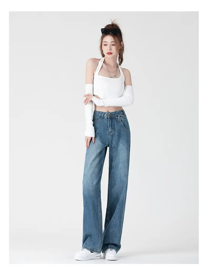 Dark Blue Slim Fit Wide Leg Jeans for Women Summer 2026 — feature 11