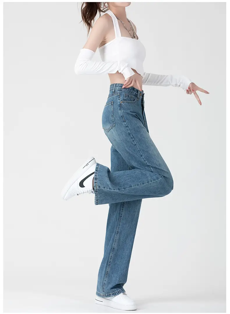 Dark Blue Slim Fit Wide Leg Jeans for Women Summer 2026 — feature 12
